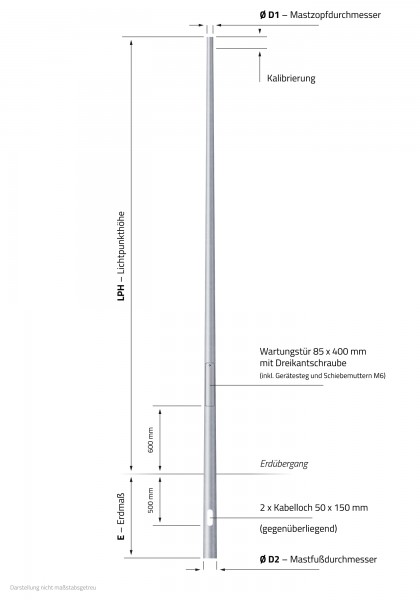 10m Flutlichtmast Tennis konisch 108 mm